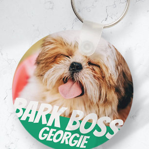 Bark Boss Pet Dog Photo Modern Cool Simple Keychain