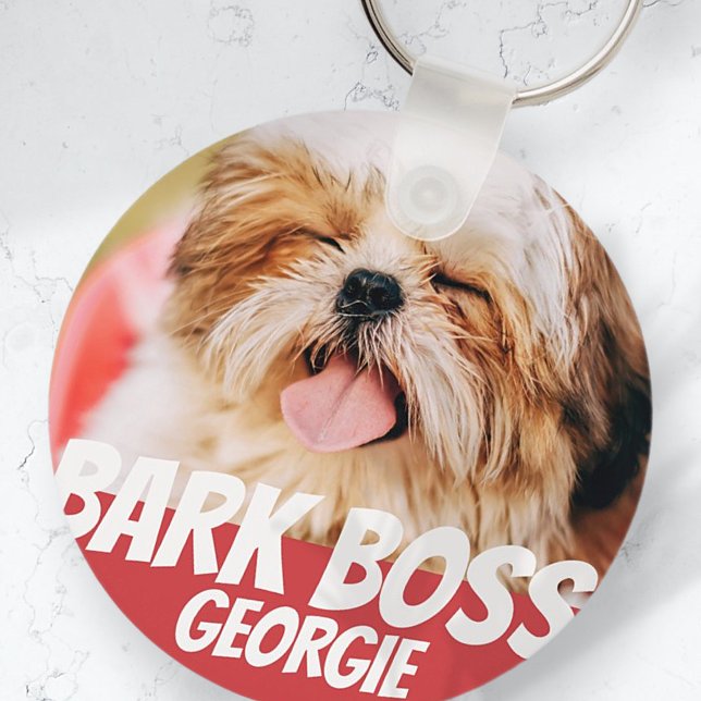 Bark Boss Pet Dog Photo Modern Cool Simple Keychain (Creator Uploaded)