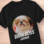 Bark Boss Pet Dog Photo Modern Cool Simple T-Shirt<br><div class="desc">Design is simple with a simple color background and sans serif typography for a superhero look.</div>