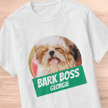 Bark Boss Pet Dog Photo Modern Cool Simple T-Shirt<br><div class="desc">Design is simple with a simple color background and sans serif typography for a superhero look.</div>