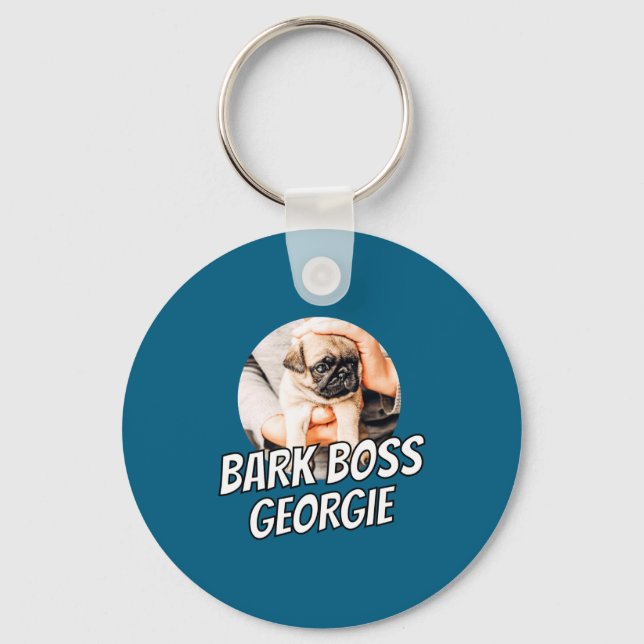 Bark Boss Pet Dog Photo Modern Simple Cool  Keychain (Front)