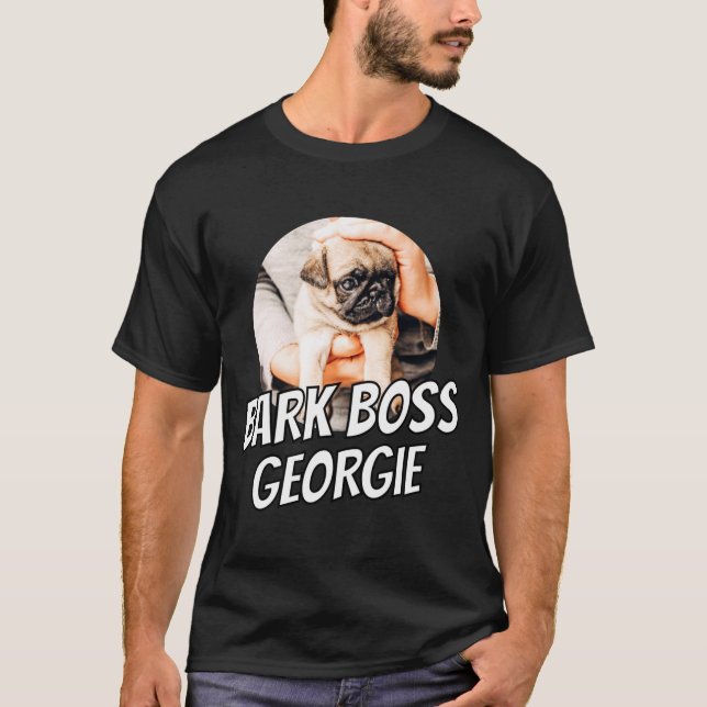 Bark Boss Pet Dog Photo Modern Simple Cool  T-Shirt (Front)