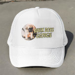 Bark Boss Pet Dog Photo Modern Simple Cool Trucker Hat<br><div class="desc">Design is simple with a simple color background and sans serif typography for a superhero look.</div>