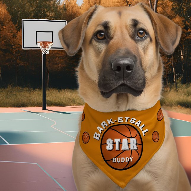 Bark-etball Star Basketball Ball Dog Name Pet Bandana Collar (Creator Uploaded)