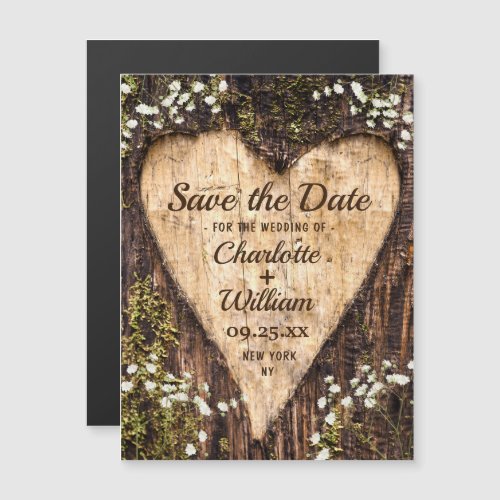 Bark Heart Wedding Save The Date Magnetic Card