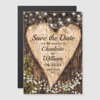 Bark Heart Wedding Save The Date Magnetic Card