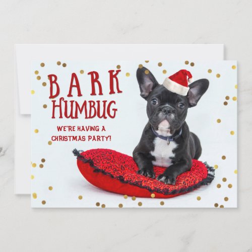 BARK Humbug Cute Bulldog Christmas Party Invitation