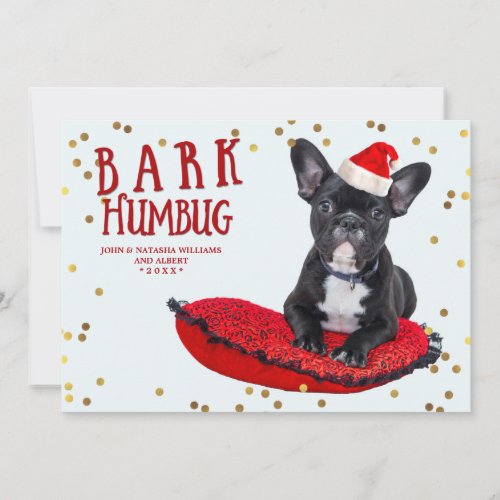 BARK Humbug Cute Dog Lovers Holiday Photo Card