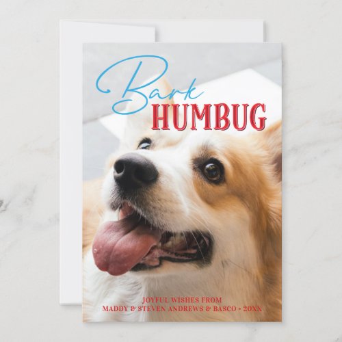 Bark Humbug Funny Christmas Dog Custom Photograph Holiday Card