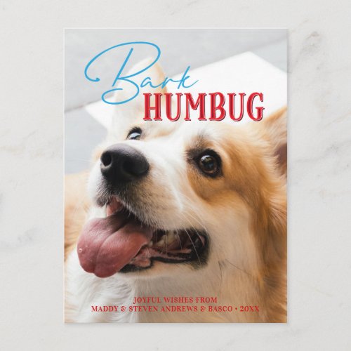 Bark Humbug Funny Christmas Dog Custom Photograph Holiday Postcard