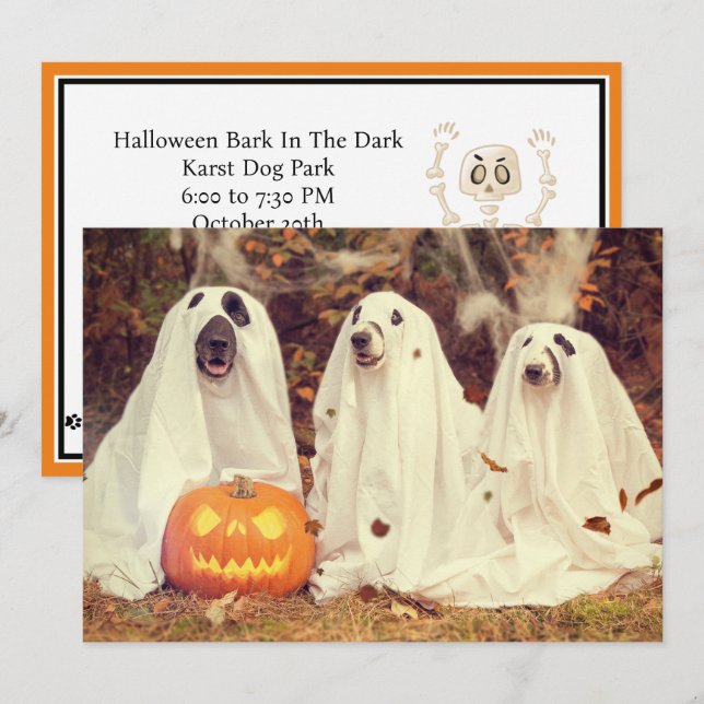 Bark In The Dark Halloween Party For DOGS Holiday Card (Front/Back)