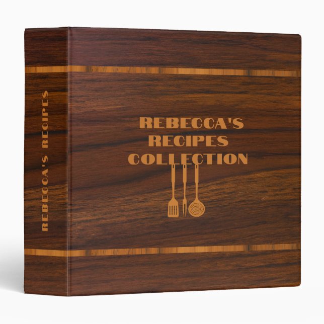 Bark Mohogany Wood Texture Recipes 3 Ring Binder (Front/Spine)