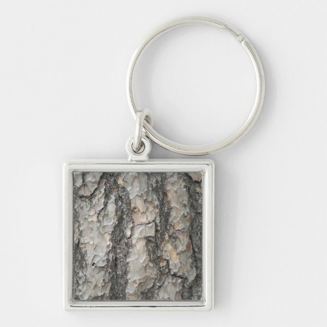 Bark Pine Wood Keychain (Front)
