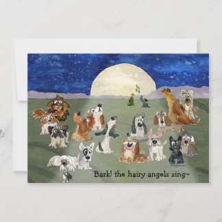 Bark the Hairy Angels Sing Dogs Xmas Card