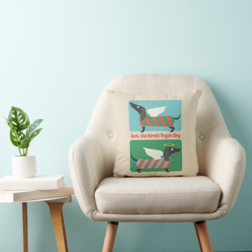 Bark The Herald Angels Sing Throw Pillow