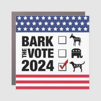 Bark the Vote 2024 Election - Vote Dog Square Car Magnet