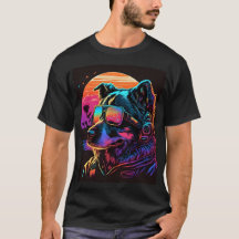 Bark to the Future: 80s Synthwave Dog Graphic