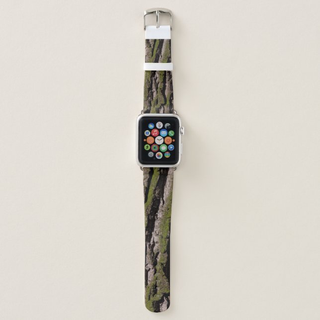 Bark tree oak moss trunk wood apple watch band (Front)