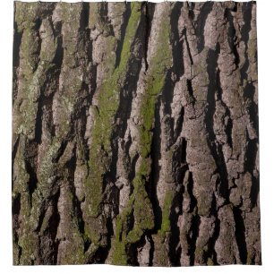 Bark tree oak moss trunk wood shower curtain