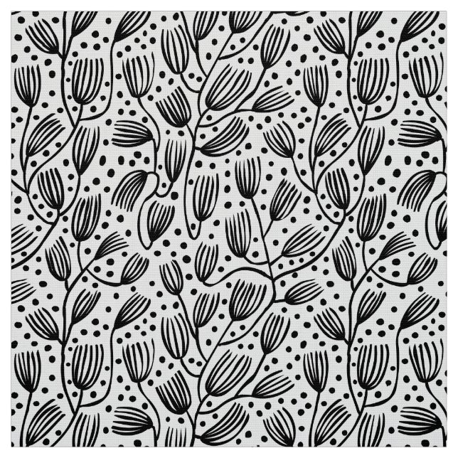 Barkcloth Style Pattern - Black on White Fabric (Swatch)