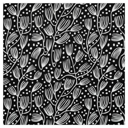 Barkcloth Style Pattern - White on Black Fabric