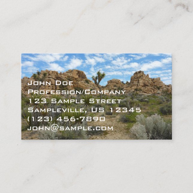 Barker Dam Loop Trail at Joshua Tree National Park Business Card (Front)