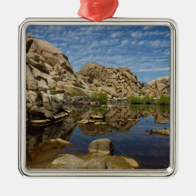 Barker Dam Reflection at Joshua Tree I Metal Ornament (Front)