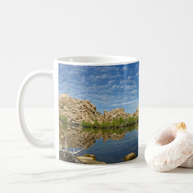 Barker Dam Reflection at Joshua Tree II Coffee Mug (With Donut)