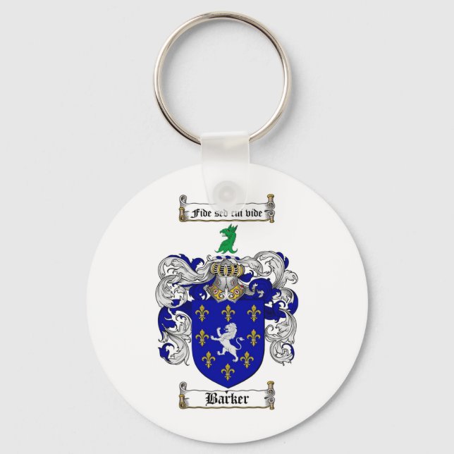 BARKER FAMILY CREST -  BARKER COAT OF ARMS KEYCHAIN (Front)