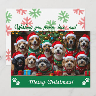 Barkin' Around the Christmas Tree Dog Personalized Holiday Card
