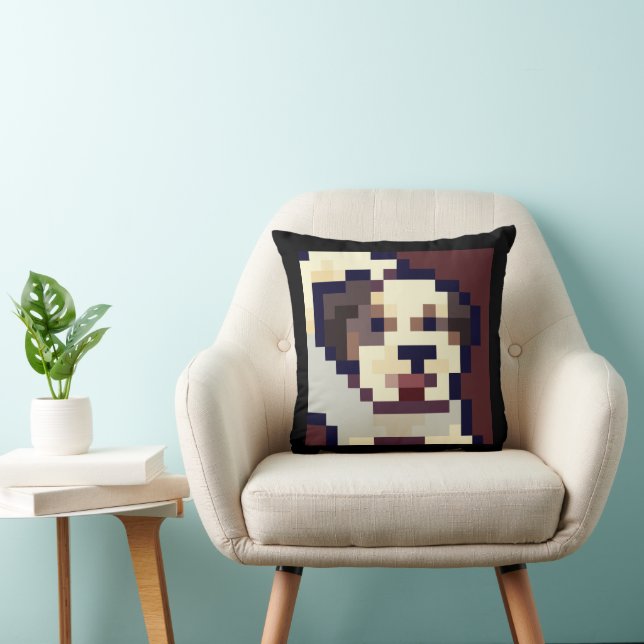 Barking dog. Pixel Art, pixelart Throw Pillow (Chair)
