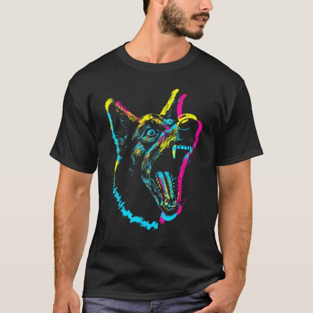 Barking Dog Punk Gothic Rave Wear Edgy EDM Grunge  T-Shirt (Front)