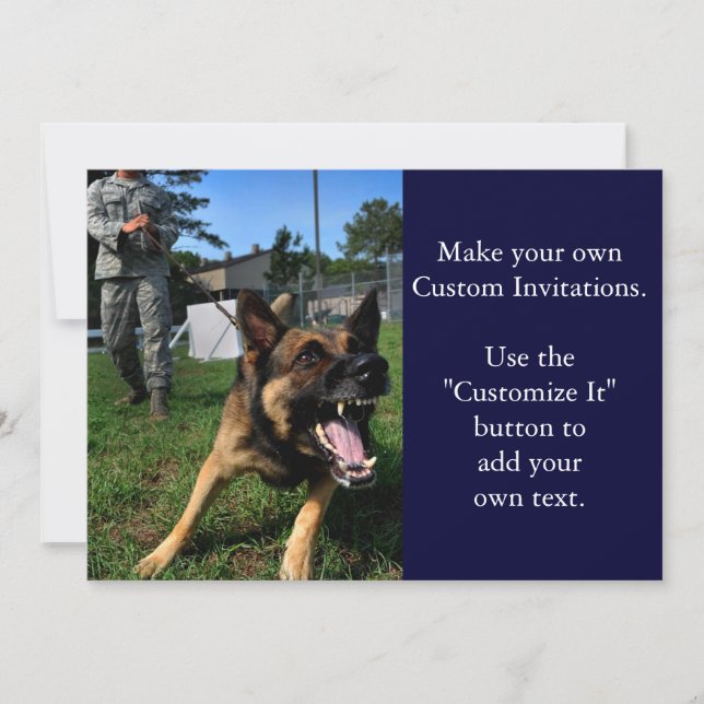 Barking German Shepherd Invitation (Front)