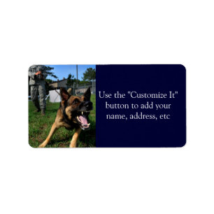 Barking German Shepherd Label