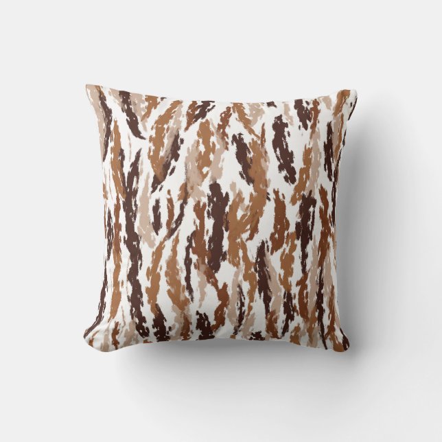 Barkley - Earthtone paint strokes on white  Throw Pillow (Front)