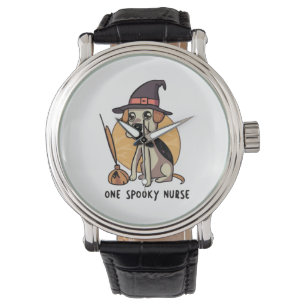 Barks and Bandages One Spooky Nurse Dog Design Watch