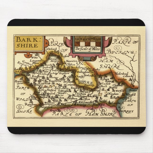 "Barkshire" Berkshire County Map, England Mouse Pad (Front)