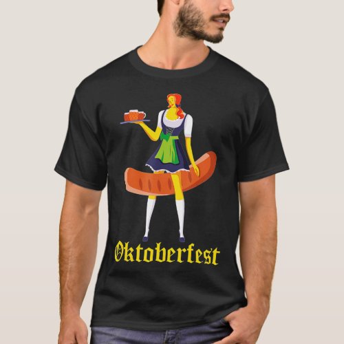 Barmaid Oktoberfest Funny German Woman Dirndl Brat T_Shirt