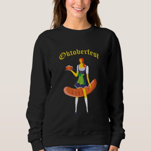Barmaid Oktoberfest German Woman Dirndl Bratwurst Sweatshirt