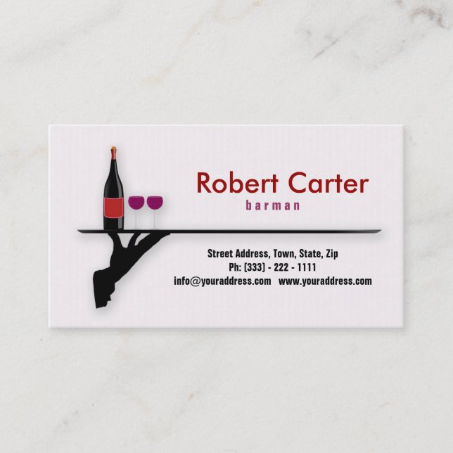 Barman / Bar / Waitress / Cocktail Wine Card (Front)