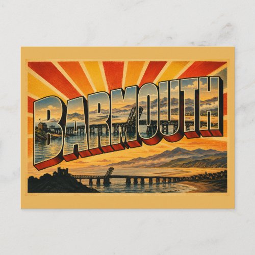 Barmouth Wales Vintage Travel Art Postcard