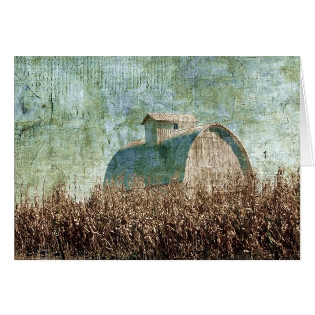 Barn and Corn Field near harvest time Cards (Front Horizontal)
