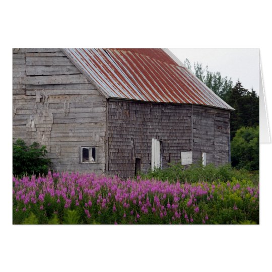 Barn and Flowers Card
