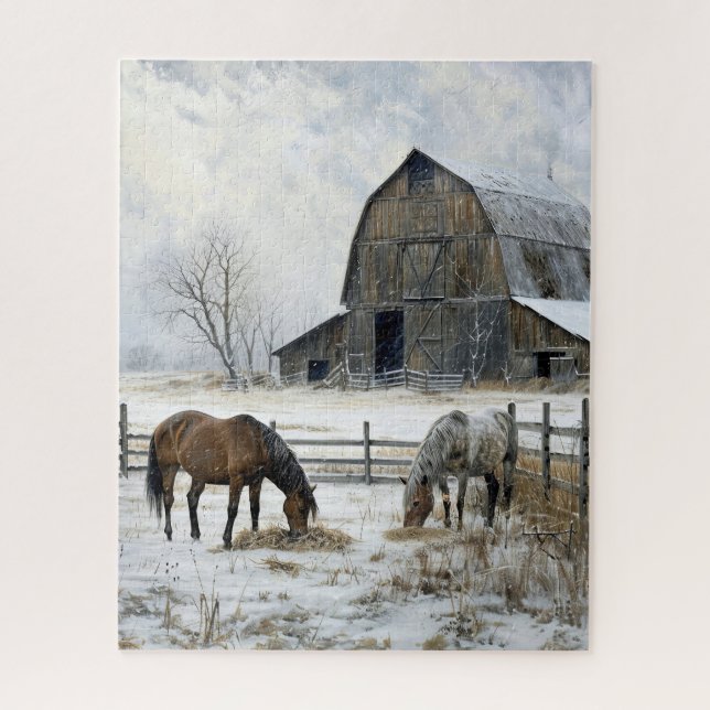 Barn and Horses Jigsaw Puzzle (Vertical)