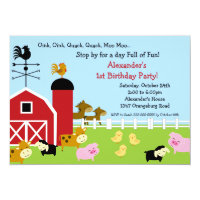 Barn Animal Fun Birthday Party Card