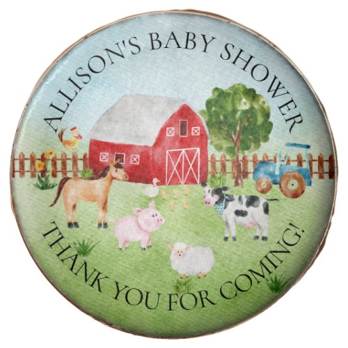 Barn Animals  Baby Shower Chocolate Covered Oreo - Baby shower design featuring a cute barnyard farm animal scene