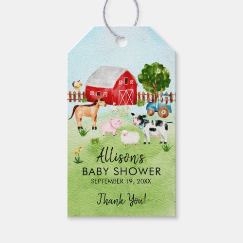 Barn Animals Baby Shower Favor Gift Tag - Farm animals favor gift tag for a Neutral, girls or boys baby shower.  Visit our shop to view our entire farm animals baby shower collection!
