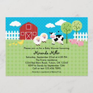 Barn Animals Baby Shower Invitation