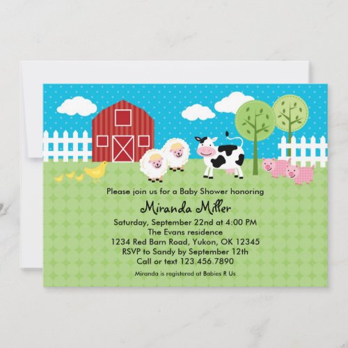 Barn Animals Baby Shower Invitation