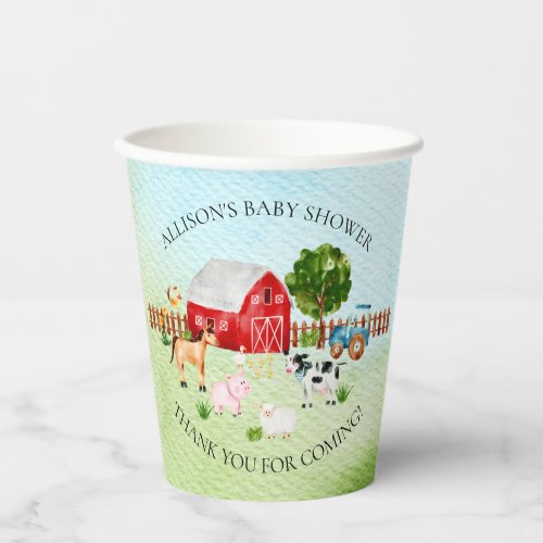 Barn Animals  Baby Shower  Paper Cups